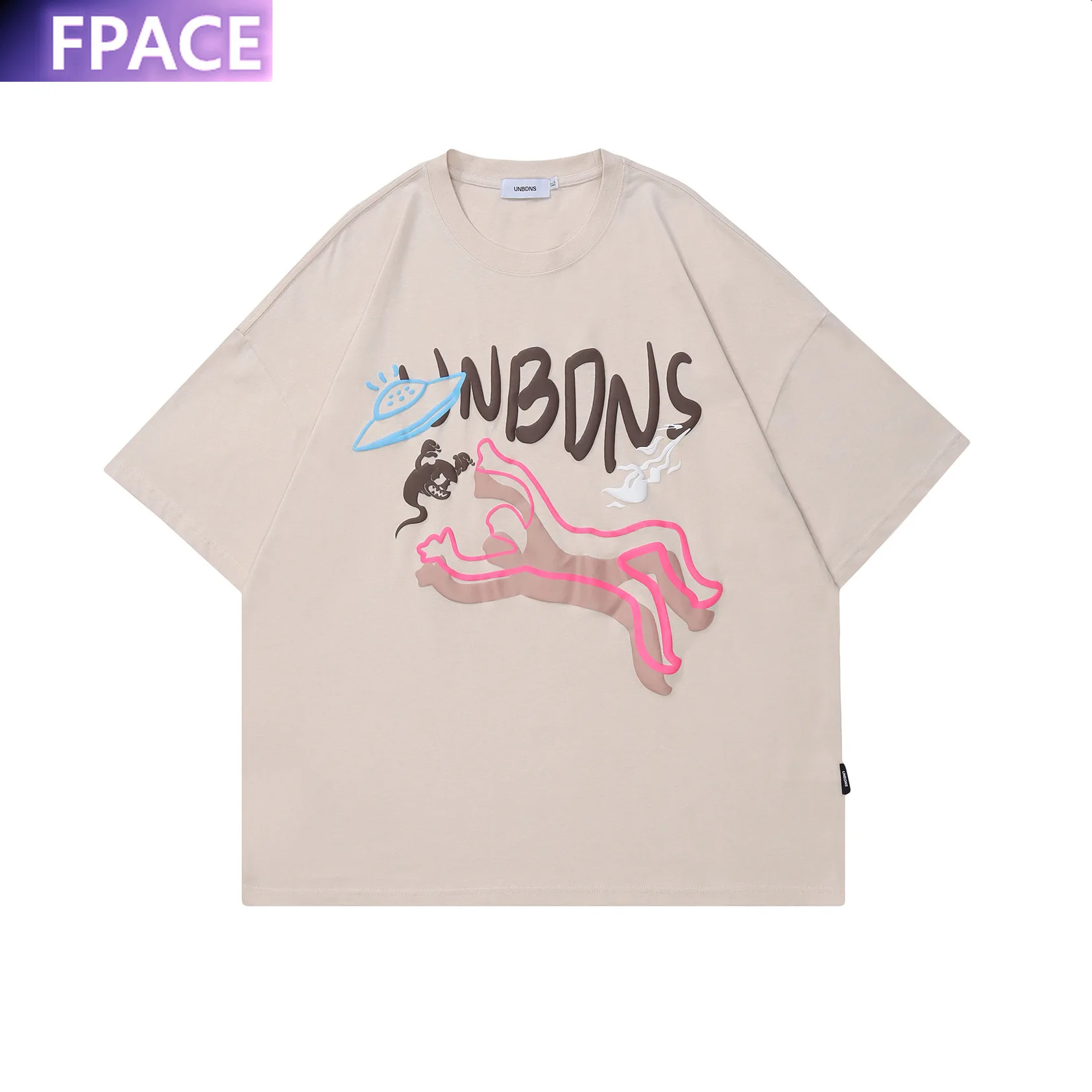 

Summer Men Women American Street Fashion Brand Retro Abstract Painting Art Cotton Short Sleeve T-shirt plus Size Casual Clothing