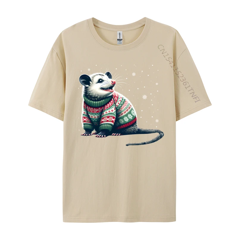 Possum Ugly Christmas Sweater Opposum Lover Rodent Owner T Shirts Funny Short Sleeve Tees Tops Pure Cotton T-Shirts