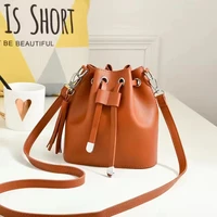 fashion pu leather bucket bag 2021 new large capacity shouldercrossbody bag handbag drawstring bag small bag female