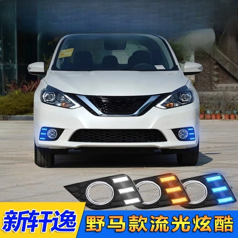 Фото Дневные ходовые огни (ДХО) для Nissan Sylphy Sentra 2016-2018: светодиодные передние противотуманные фары с динамическими указателями поворота №3