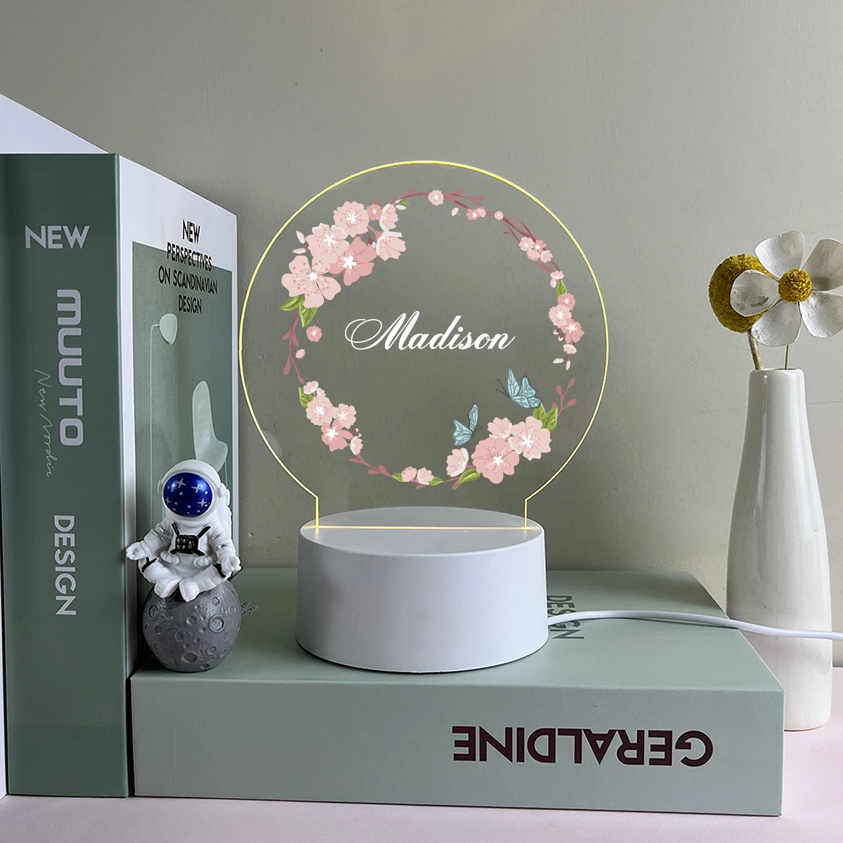 1 шт. новый цветочный УФ-принт имя сделай сам вам нужно 3D визуальное ночное