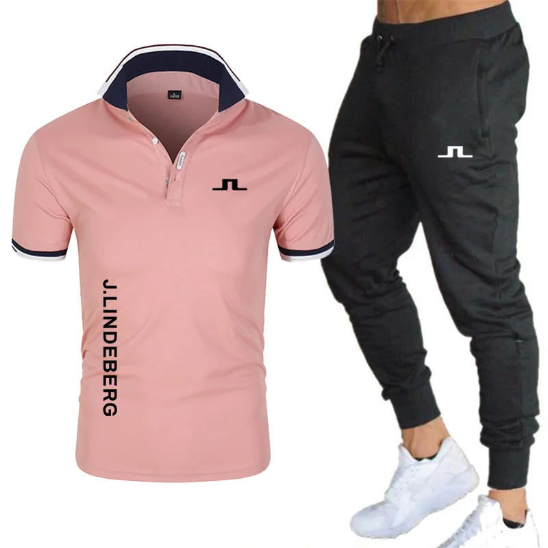 

New Summer Men's Golf Polo Shirt + Pants 2-Piece Set Golf Sports Men's Short Sleeve Suit Men's Fashion Set Clothing