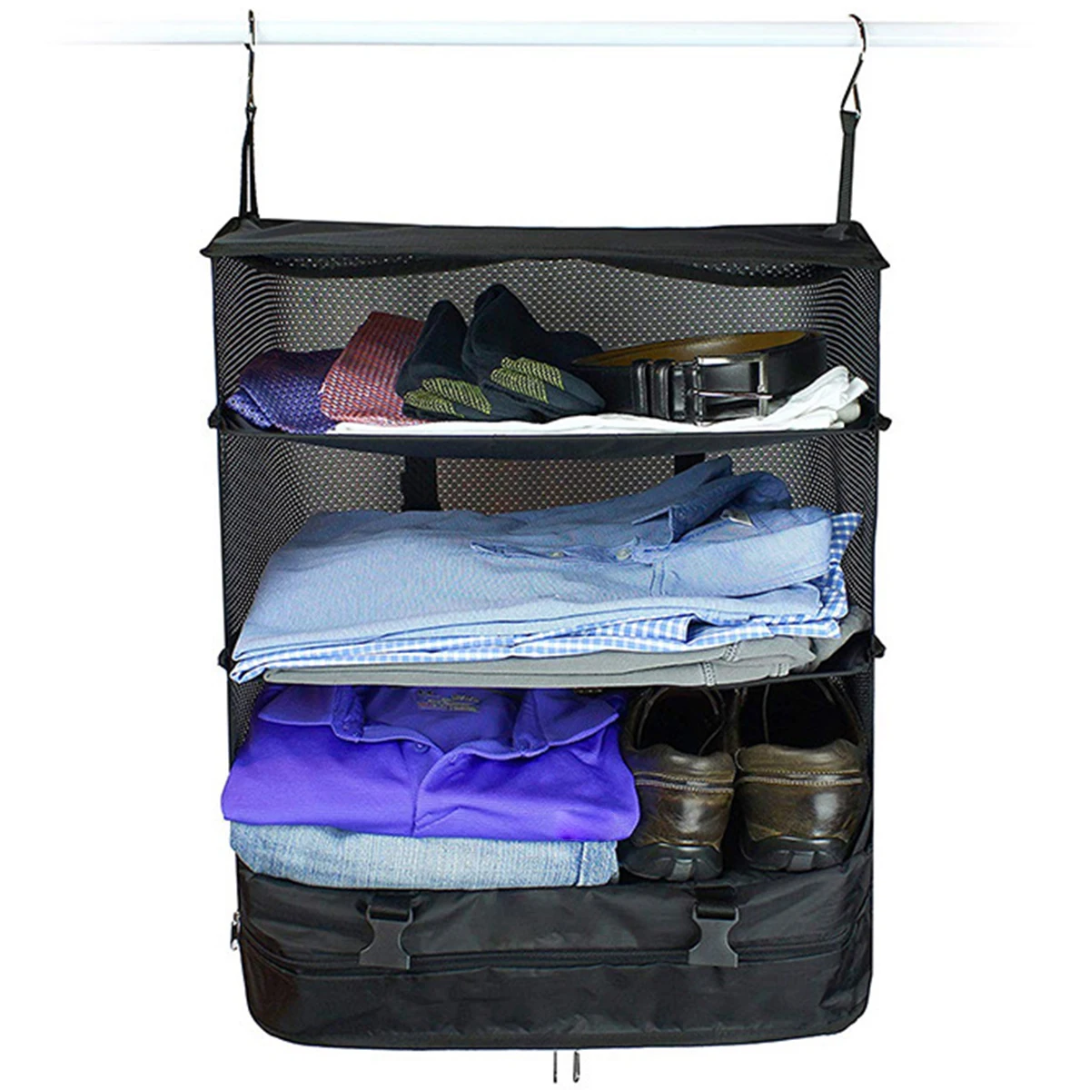 

Дорожный органайзер для багажа, портативные полки для путешествий, сумка, 3-х полка, чемодан, упаковочный куб, складной, подвесное пространст...