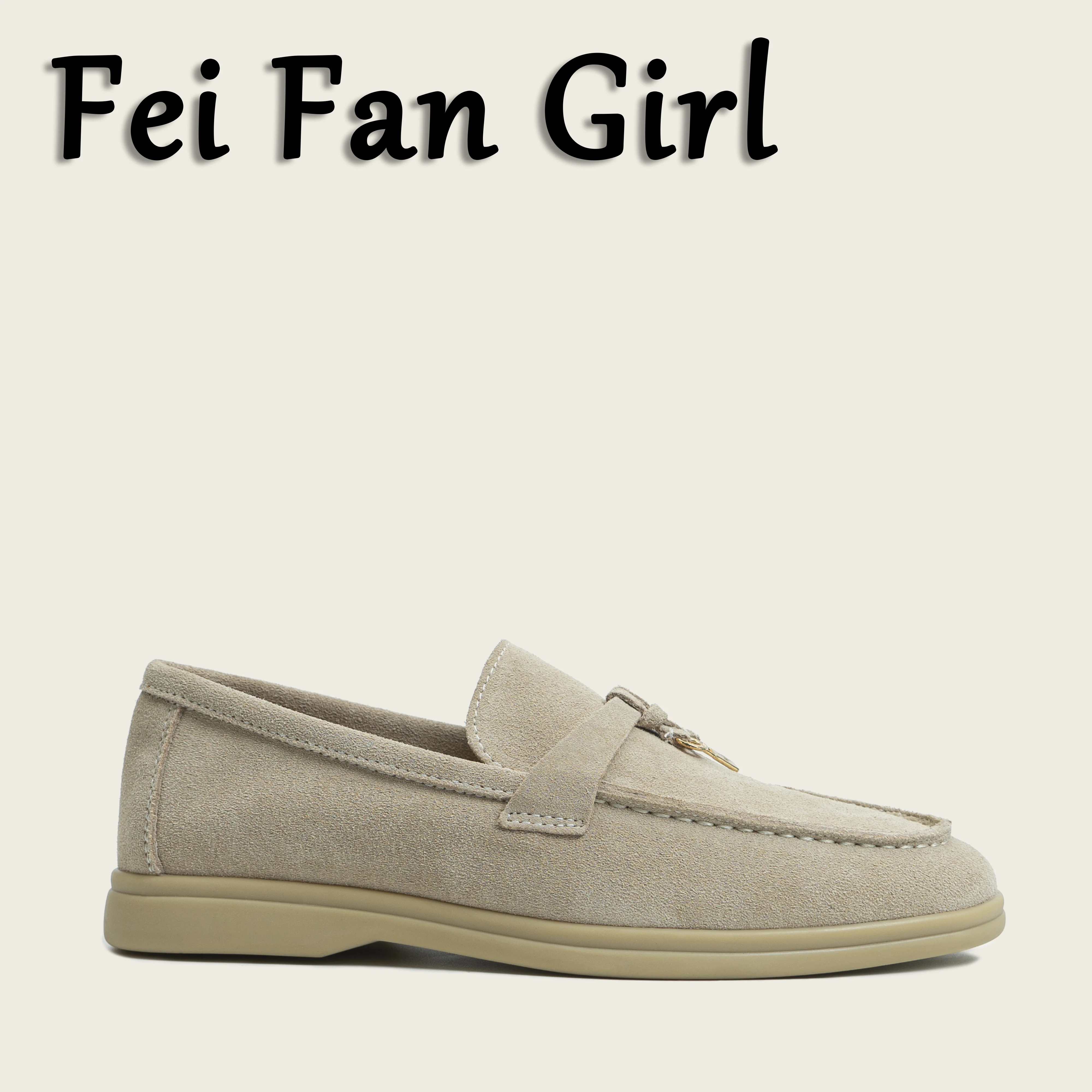 Genuine Leather Women's Loafers Women's Shoes Tassel Metal Buckle Slipper Mules Hot Kid Suede Flat Shoes Big Size 34-45 Zapatill