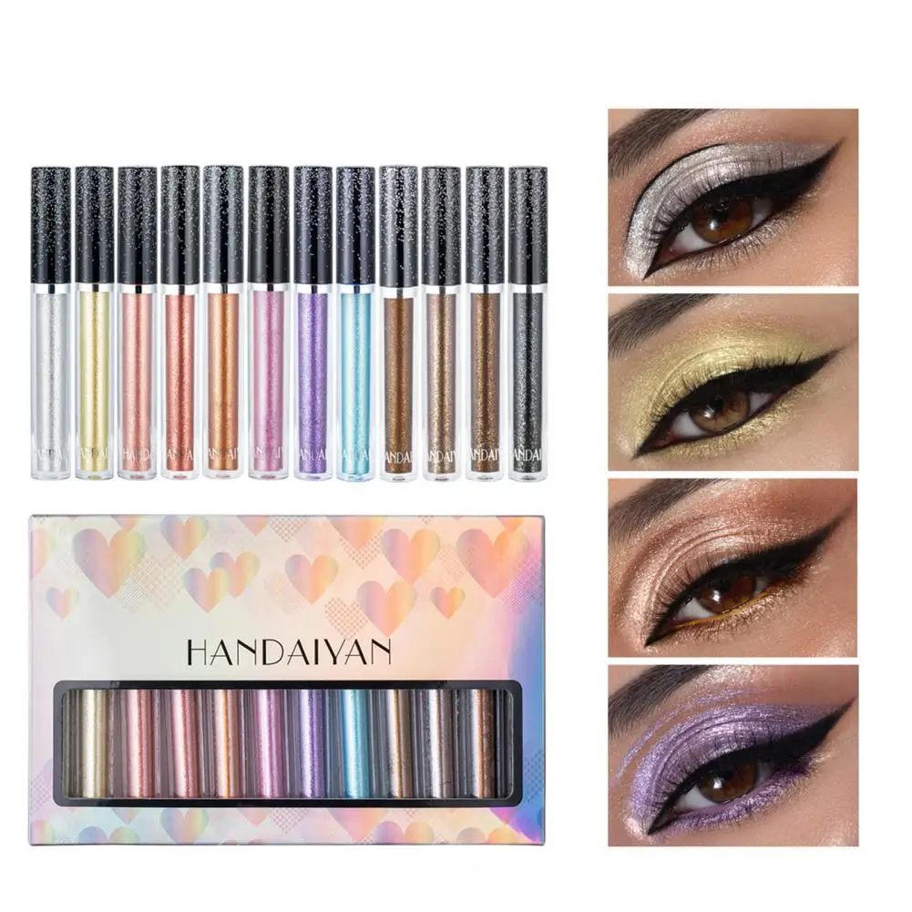 

12Pcs Fascinating Lying Silkworm Tears Eyeshadow Liquid Wide Application Cosmetic Liquid Eyeshadow Chic for Female