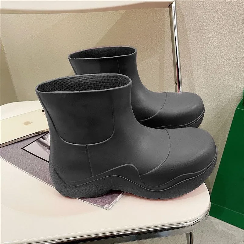 INS Hot Sale Women Rain Boots Candy Colors Jelly Shoe Fashion Waterproof Botas Be Chuva Chunky Platform Xенские Pезиновые Cапоги images - 6