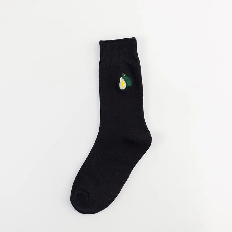 5 Pairs Colorful Fashion Harajuku Lovelty Cute Women Socks Cartoon Fruit Greet White Avocado Girl Cotton Casual Socks
