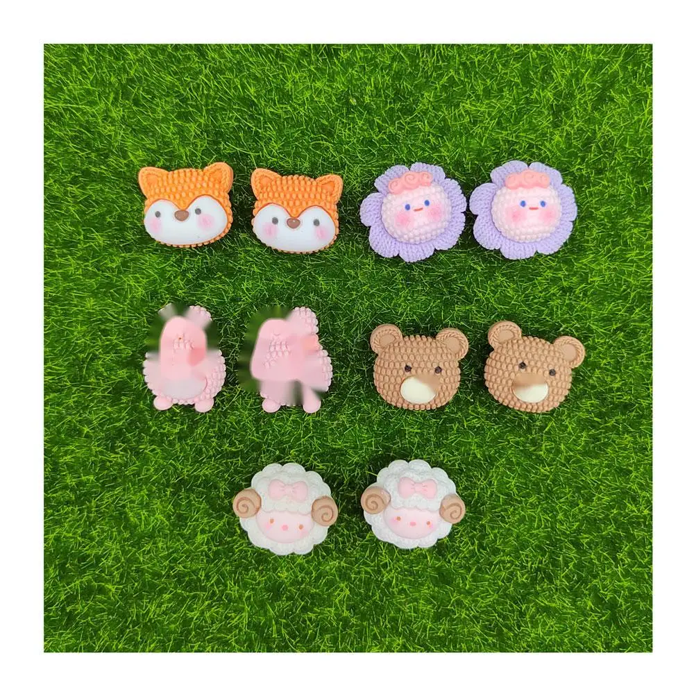 

Полимерные вязаные Мультяшные животные, овечка, Медведь, Кролик, плоский кабошон, сделай сам, скрапбукинг, рукоделие, банты для волос, доступ к центру украшений