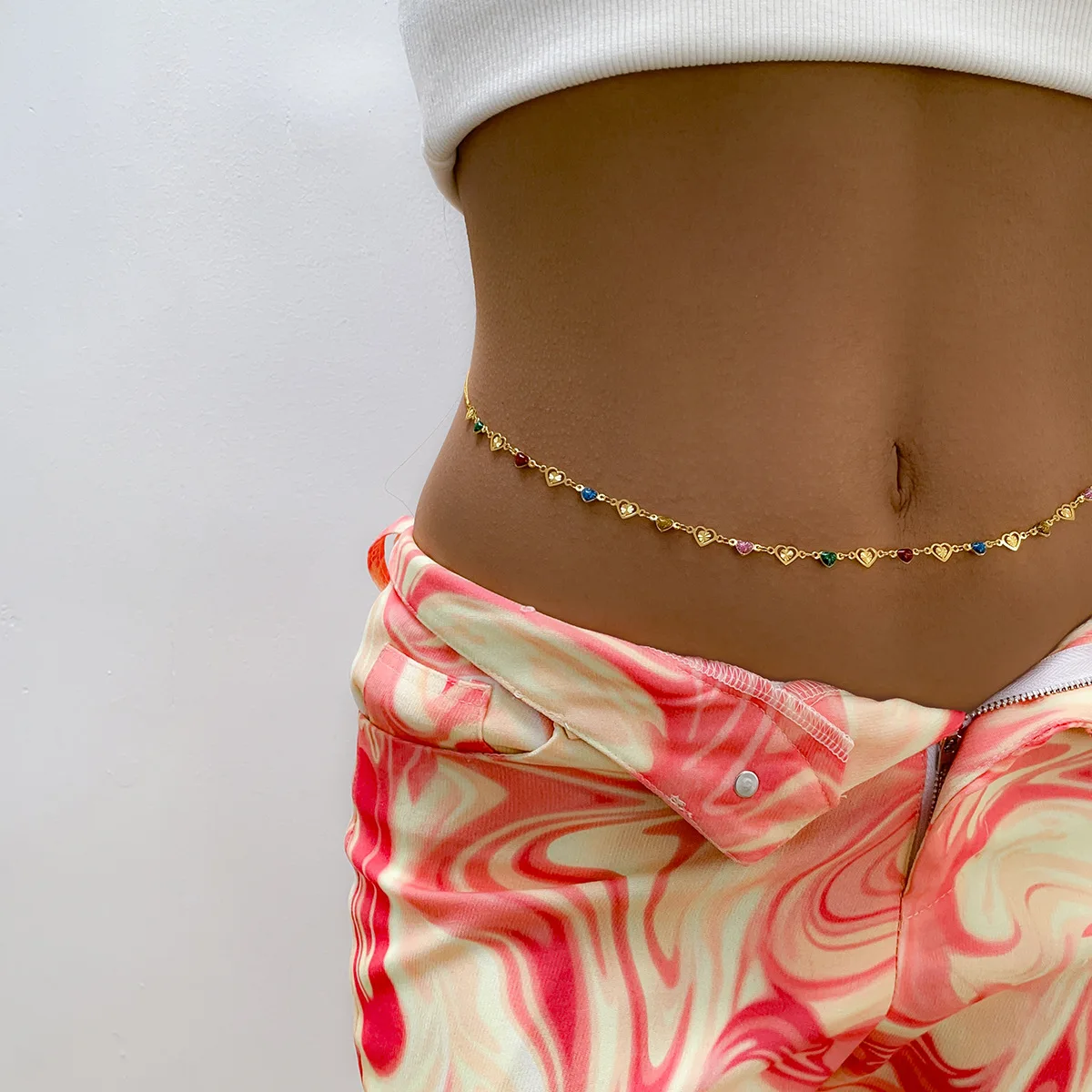 Colorful dripping beads chain body chain