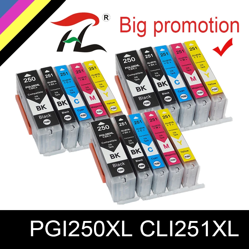 

15PK PGI-250 CLI251 for canon MG6320 MG7120 MG7520 IP8720 refillable ink cartridge with ARC chip pgi250 pgi 250