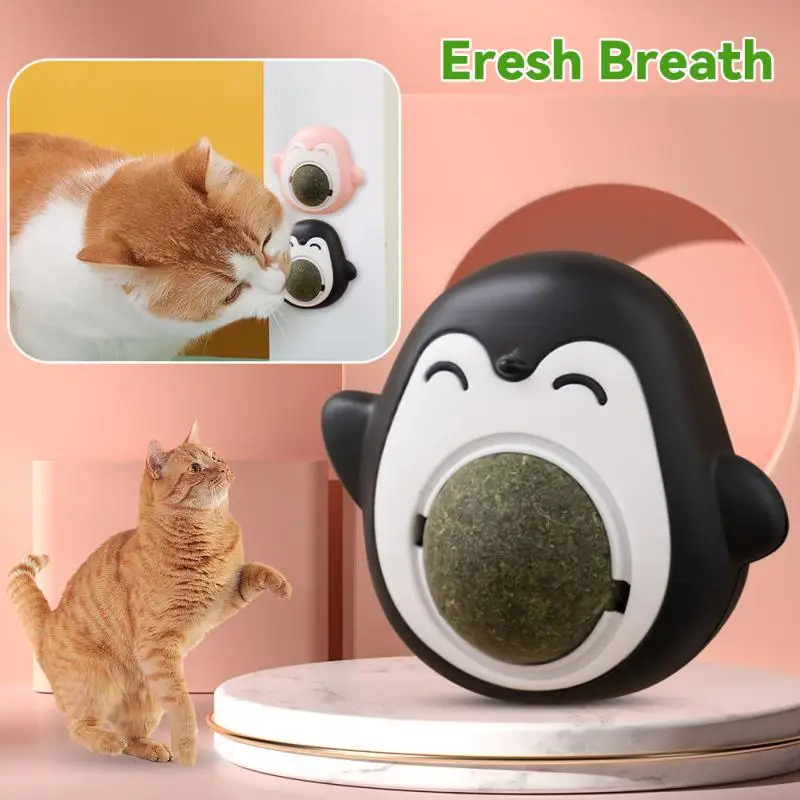 

Safety Healthy Cat Mint Toys Catnip Balls Grinding Teeth Mint Ball Edible Snack Rotatable Wall Stick-on Toy For Pet Supplies