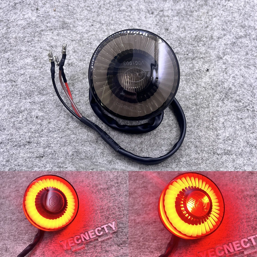 Дымовые линзы, светодиодный универсальный задний фонарь для мотоцикла, стоп-сигнал, круглая лампа UTV, индикатор предупреждения для квадроцикла для Chopper Bobber Harley Honda