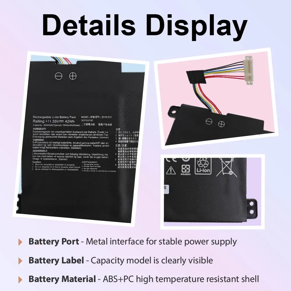 Фото Аккумулятор B31N1912 для ноутбуков ASUS VivoBook 14 E410MA L410MA E410KA E510MA E510KA F414MA L510MA R522MA E410MA-EK026TS №2