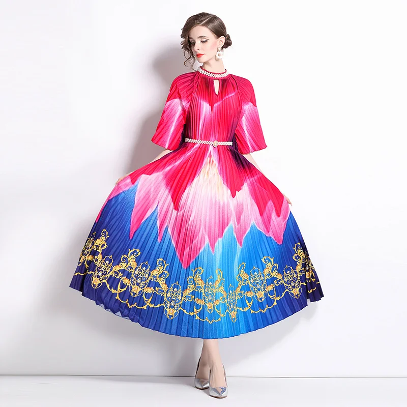 Женское длинное платье с коротким рукавом элегантное приталенное круглым