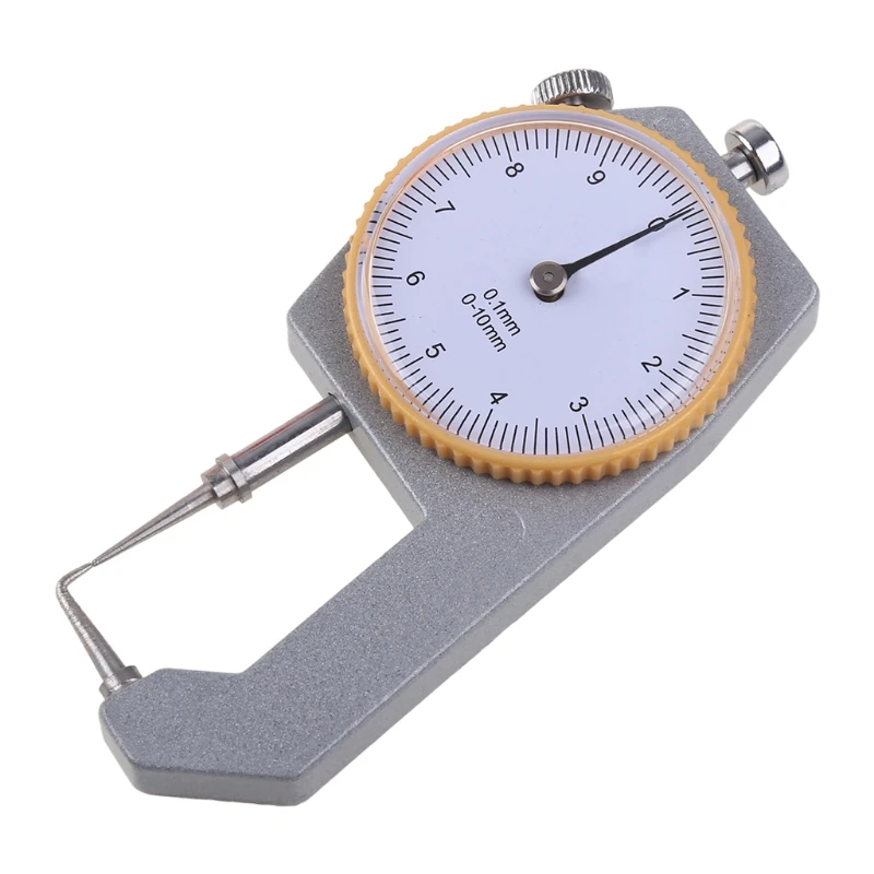 

0 to 10mm Range Measuring Tool 0.05mm Resolution Round Dial Thickness Gauge Portable Compatible with Leather Cloth