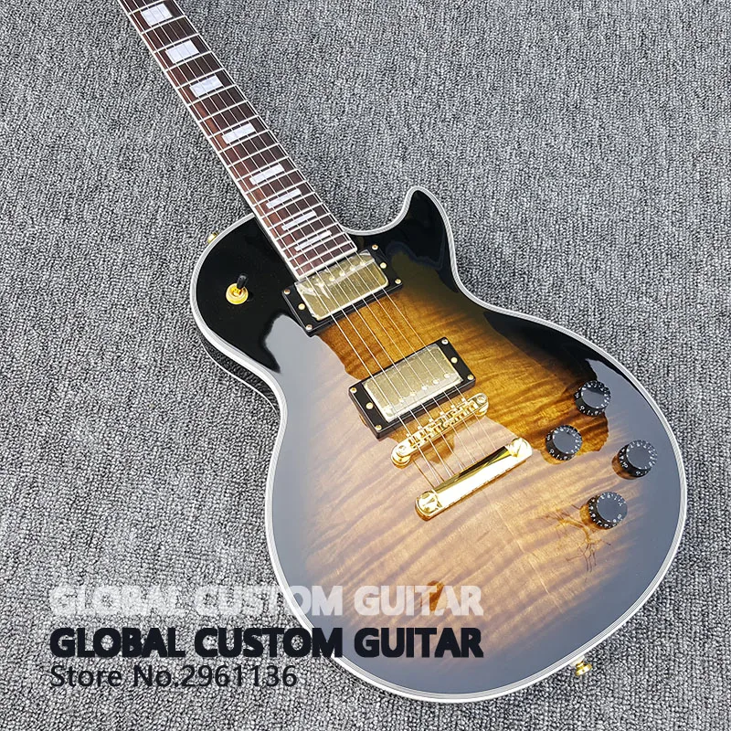 

Custom 6 strings electric guitar Flame LP electric guitar,brownburst electric guitar Golden hardware Free shipping