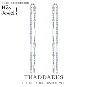 Серьги угловатые с камнями багетной огранки, Длинные Гламурные современные украшения для женщин, подарок на лето 2020, из серебра 925 пробы