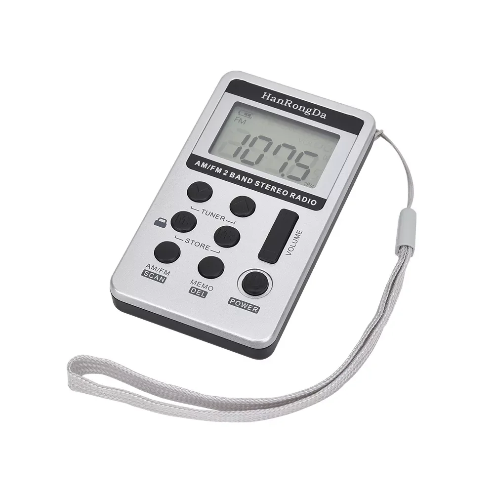 

Universal Mini Radio Portable AM/FM Dual Band Stereo Pocket Radio Receiver with LCD Display & Earphone & Rechargeable Ba