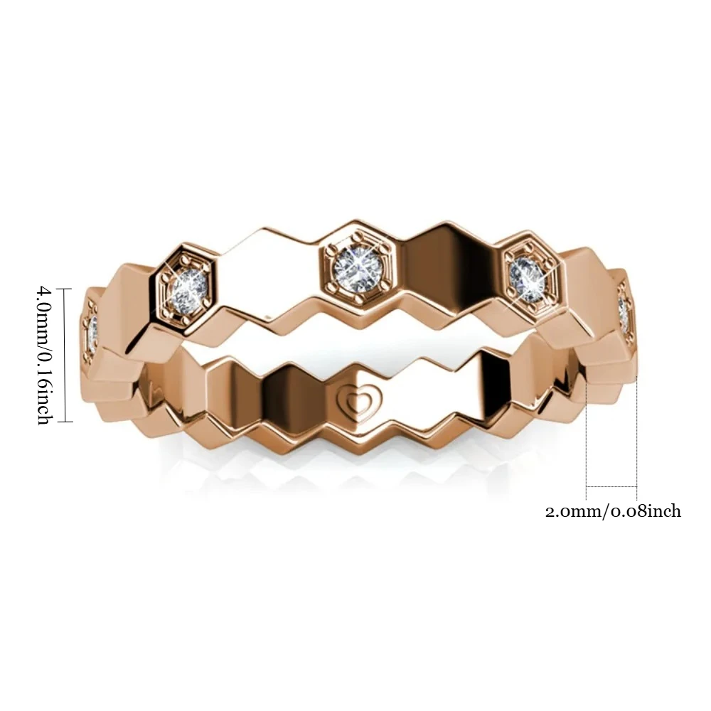 Фото Daisini Crystals from Swarovski Honeycomb Band Ring Высокое качество Bass для женщин и мужчин пара Unsiex модные украшения на палец вечерние №5