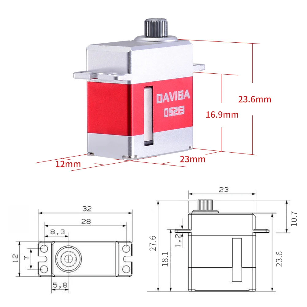 KST DS213MG DAVIGA Миниатюрный металлический сервопривод для моделей самолетов