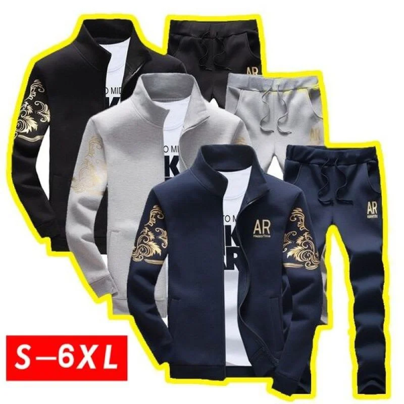 1Set(Sweatshirt+Sweatpants) Mens Hoodies Casual Sweatshirts Jackets+Pants Men Tracksuit Suit Set Ropa Para Hombre Tracksuit Men