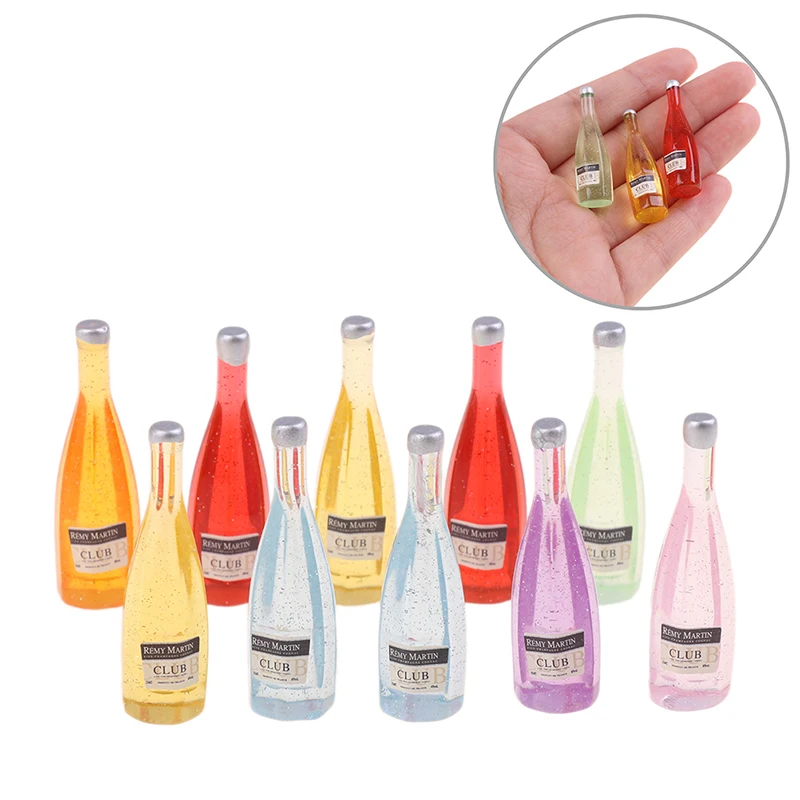 

10Pcs 1:12 Dollhouse Miniature Resin Bottle Simulation Wine Bottle Model Doll House Accessories Kids Toys