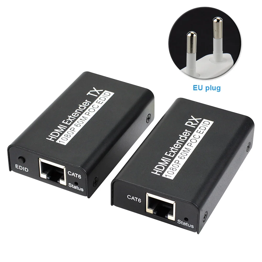 

1080P 60m Network for Extender POC EDID Professional Full HD No Delay Transmission Home Receiver Adapter Over Ethernet