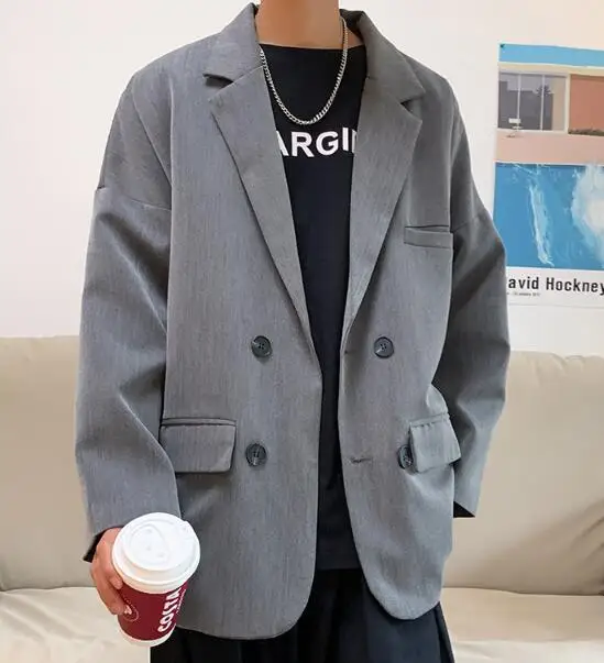 

Новый мужской костюм серого цвета академический стиль с длинным рукавом высококлассный Повседневный хлопковый Блейзер ABE100