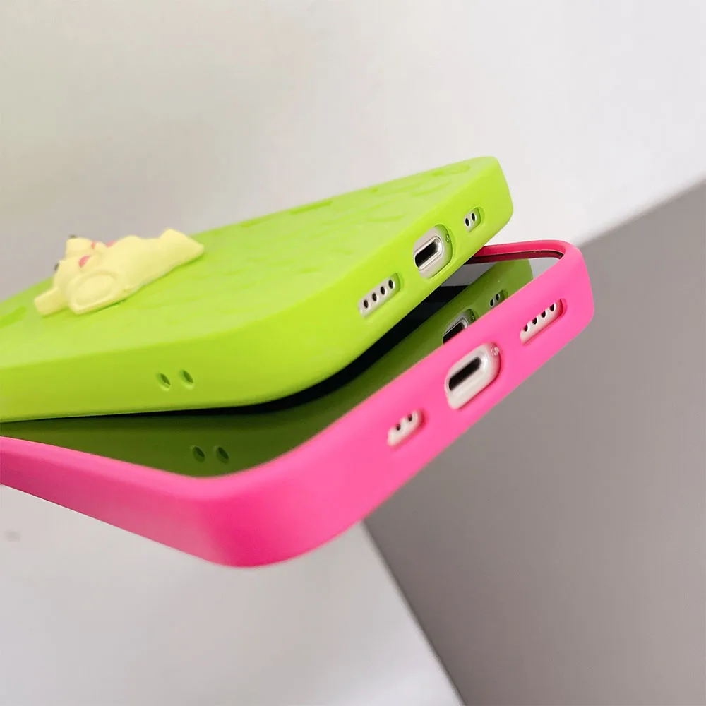 Модный флуоресцентный чехол для телефона с медведем из булыжника iPhone 13 11 X XR XS Max 12