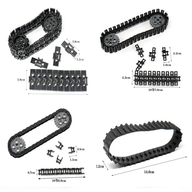 

100pcs Technical Creative Tank Chain Track Link Building Block Wide Double Wide Bricks 53992 88323 3873 3711 Track Tread MOC Toy