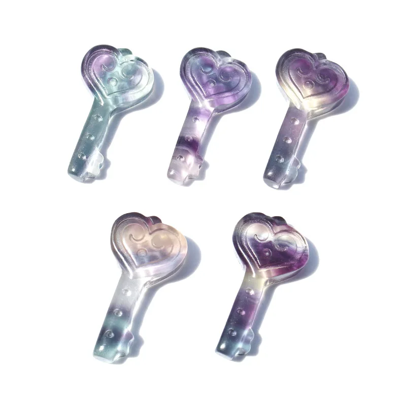 

5 / 10 Pcs Natural rainbow fluorite crystal key craft for healing