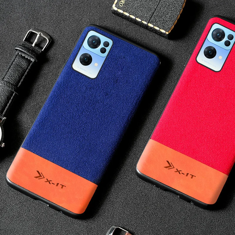 

Suitable For OPPORENO7 Leather Phone Case New Oil Wax Leather Splicing Net Red Sale Fitting 6 5 4 Find X5 X3 ProPlus Pro Series