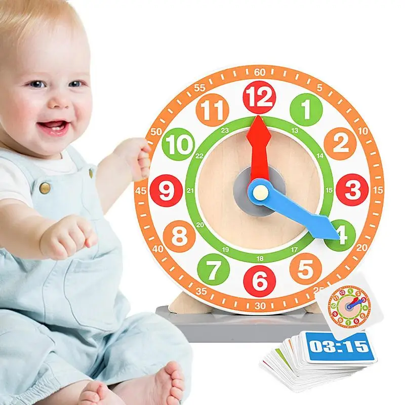 With 48pcs Cards Telling Time Teaching Clock Educational Toy