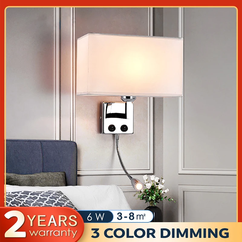 

Bedroom Wall lamp Sconce With Switch Spotlight Mirror with Lights Sliver Metal Modern Indoor Light Fixtures Bathroom Home Decor
