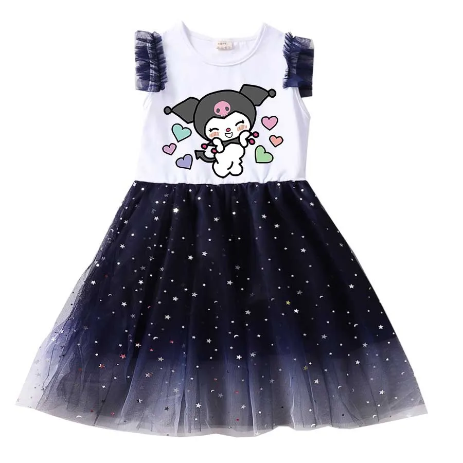 

New kuromi Dress Kids Summer Dresses Baby Girls Casual Clothes Toddler Girl Short Sleeve Princess Dress for Wedding Party