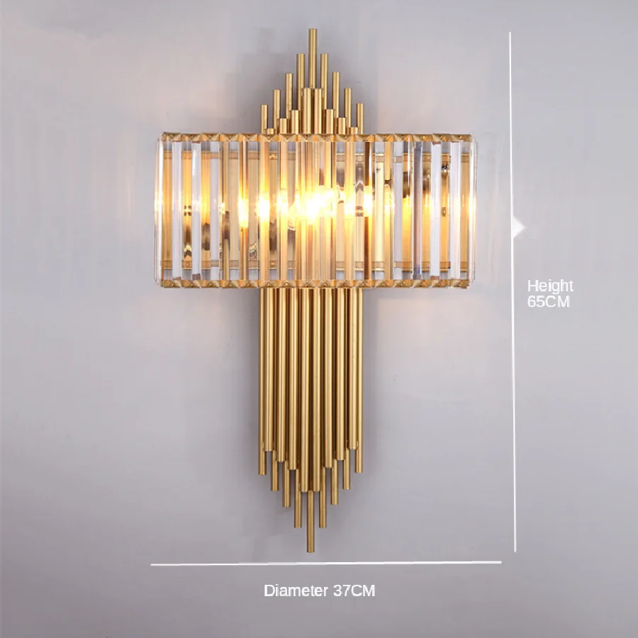 

Indoor Golden Crystal Wall Light Creative Bedroom Living Room Bedside Lamp Nordic Modern Aisle Wall Decoration Lighting Fixture