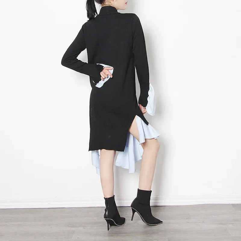 Элегантная женская трикотажная юбка осень 2023 новое свободное платье средней