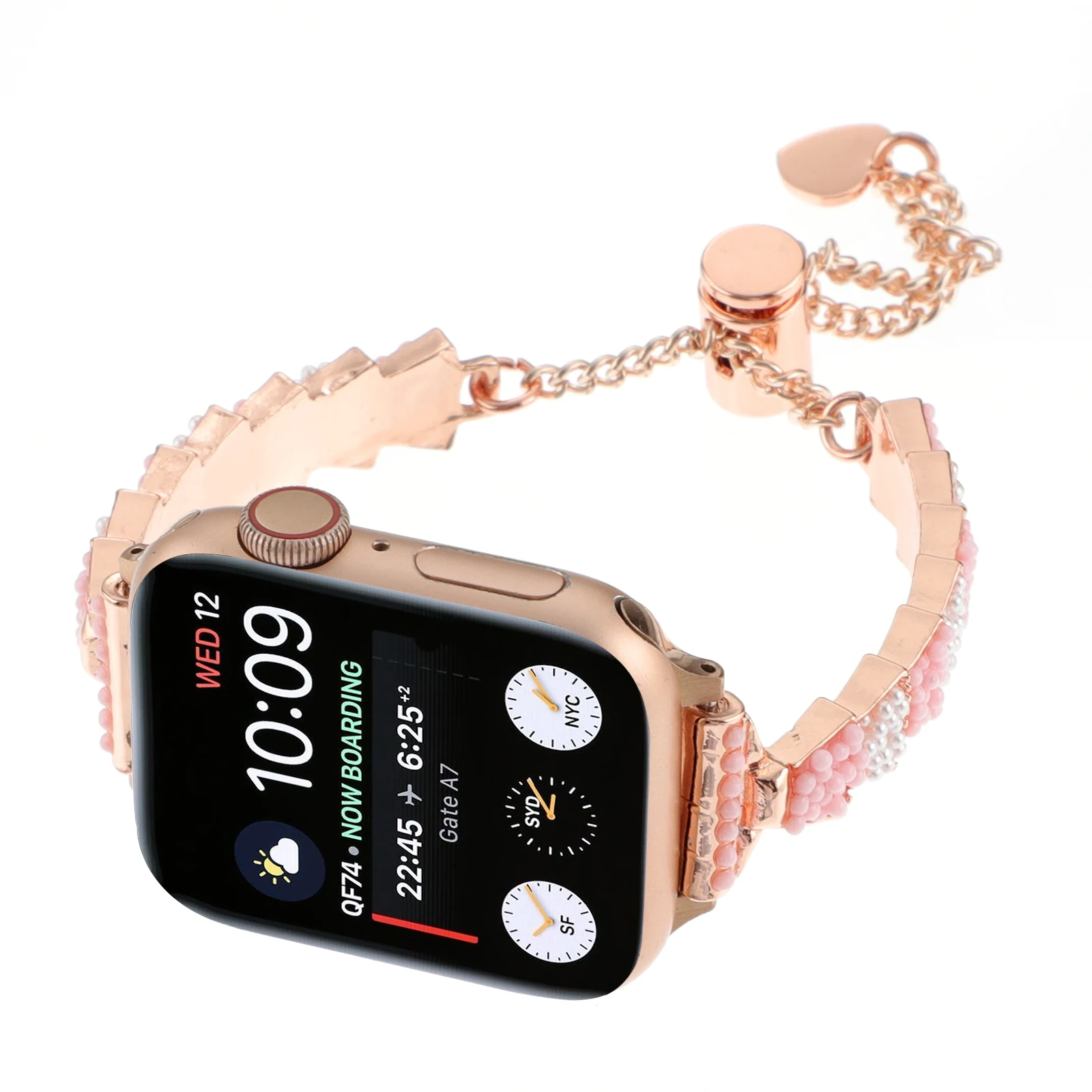 Jewelry strap for Apple watch band Rice bead metal bracelet chain iwatch87654321SE Ultra38 40 41 42 44 45mm women ornament wrist enlarge