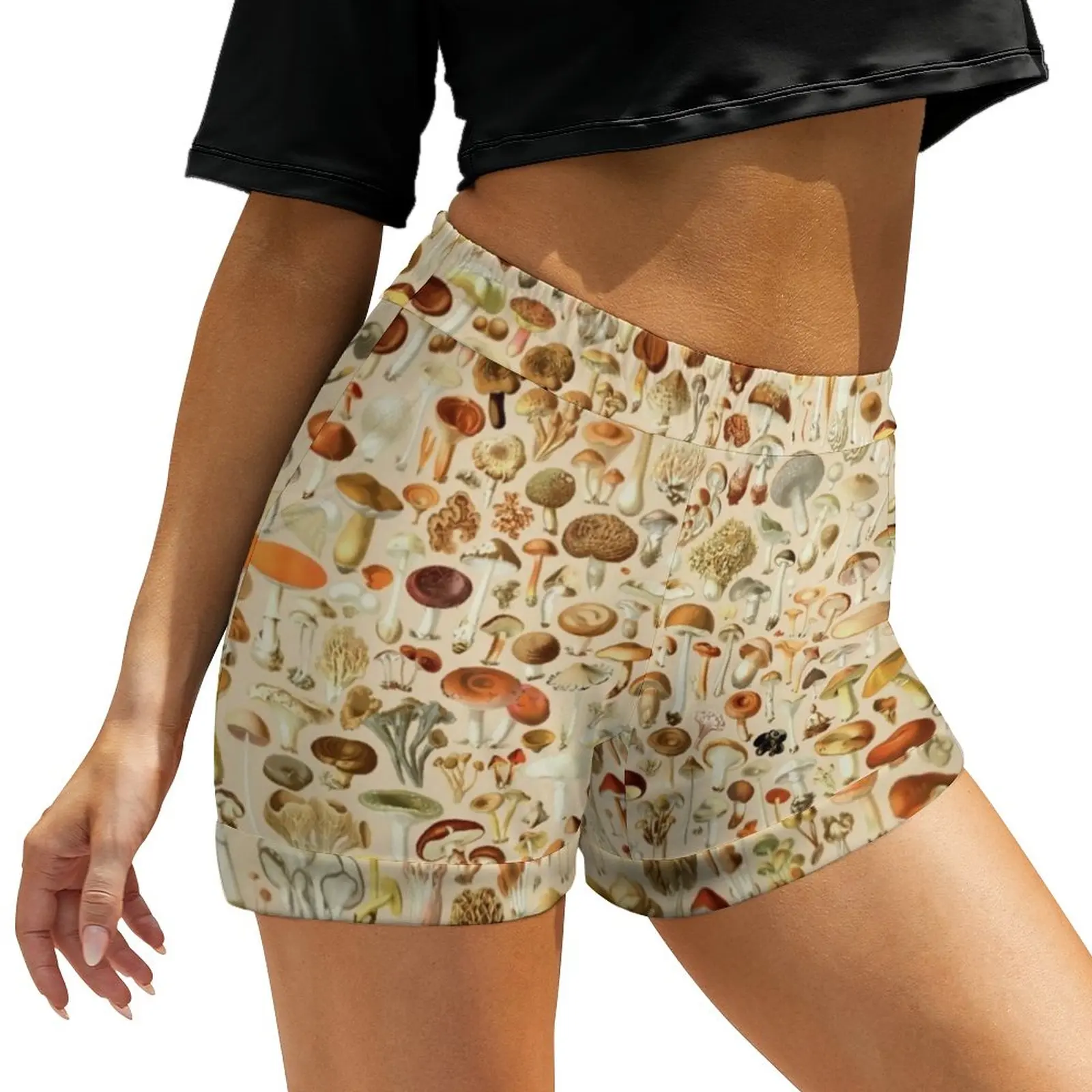 

Vintage Mushroom Shorts Women Edible Print Korean Fashion Pattern Shorts High Waist Oversized Short Pants Vintage Bottoms