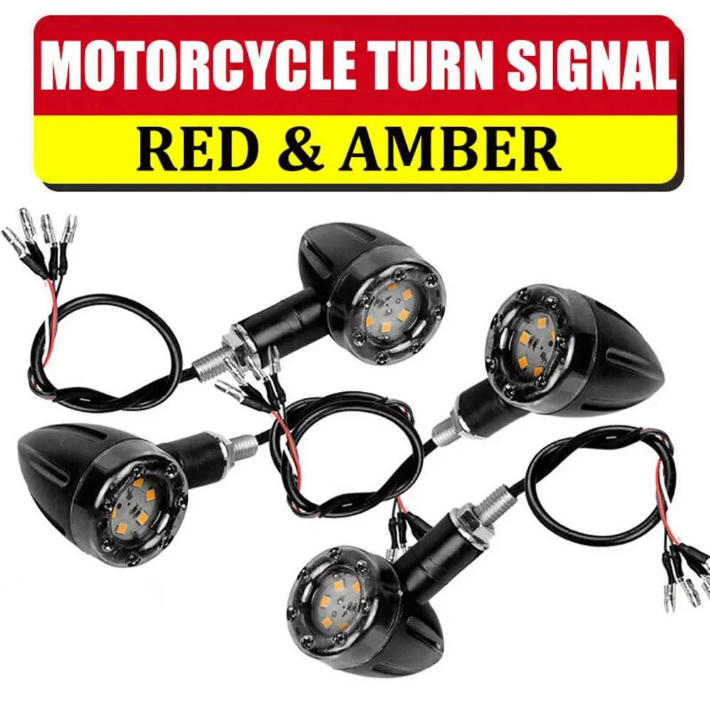 

4PCS Black Motorcycle Motorbike Dirt Bike Bullet LED Turn Signal Indicator Light
