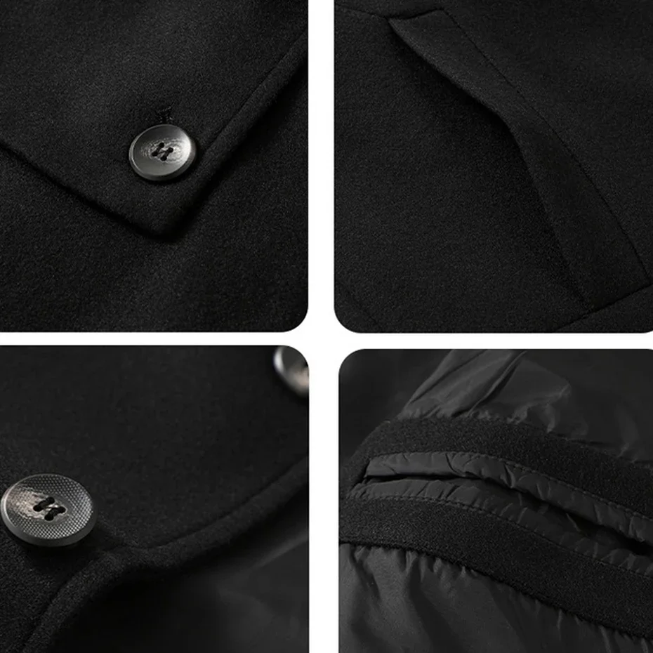 Мужская шерстяная куртка однотонная длинная стильная Осень-зима размеры до 12XL