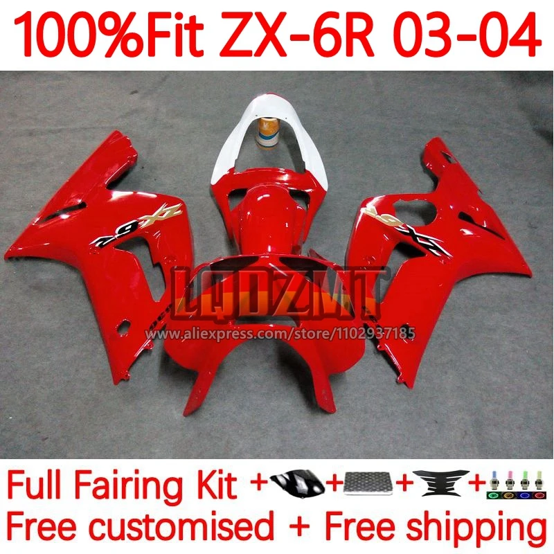 

Injection Body For KAWASAKI NINJA ZX-636 ZX-6R ZX 6R 636 6 R 600CC ZX636 ZX6R 2003 2004 ZX600 03 04 Fairing Factory red 55No.4