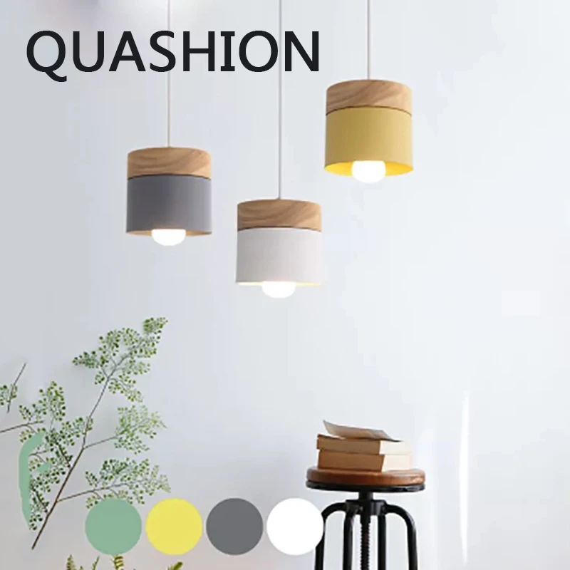 

LED Pendant Lamp Nordic Wood Cylinder Chandeliers Colorful Home Decors Pendant Lights Personalized Hotel Restaurant Bar Lustre