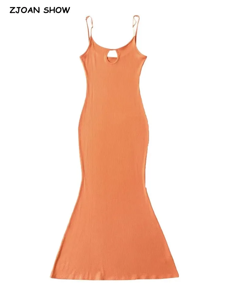 

2022 Sexy Hollow Out O neck Sheath Sleeveless Fishtail Maxi Long Sling Dress Backless Package Hips Women Mermaid Dresses Robe