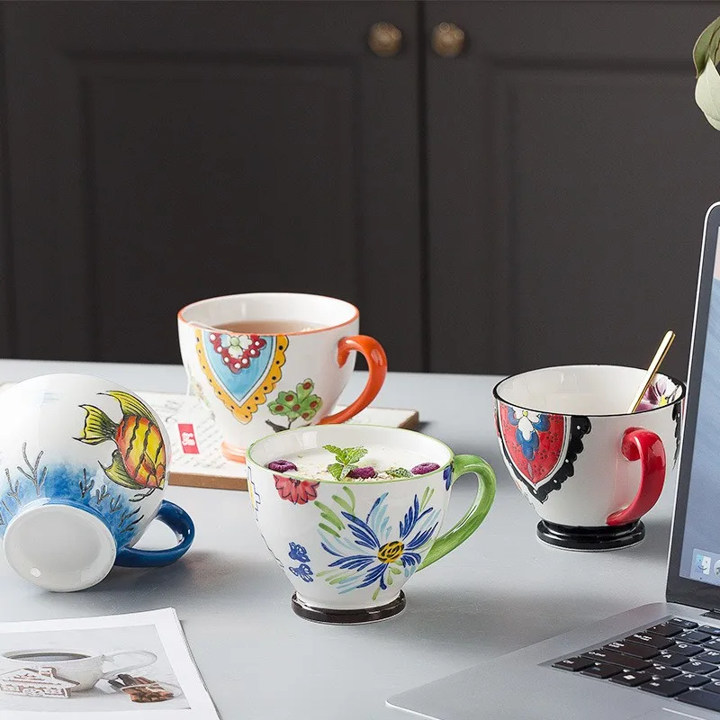 Nordic Style Creative Ceramic Mug Household Afternoon Porcelain Tea Cup Hand-painted Large Capacity Breakfast Mugs Coffee Cups | Дом и сад