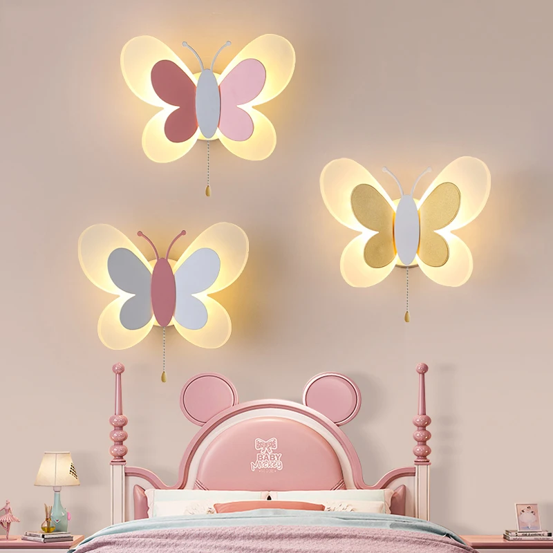 

Лампа в виде бабочки для детской комнаты, энергосберегающая лампа для спальни, настенная лампа, потолочный светильник для коридора