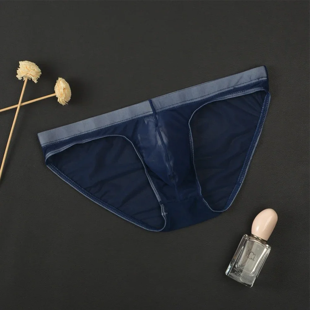 Трусы-брифы мужские сетчатые с низкой посадкой и выпуклым карманом