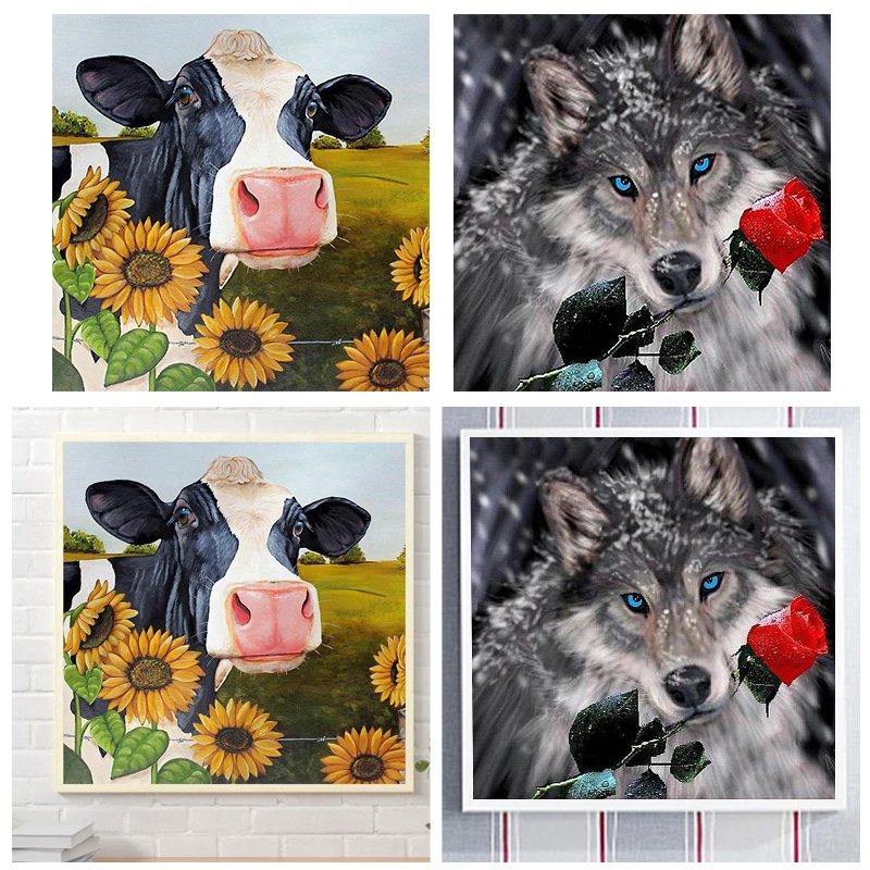 

Животные 5D DIY наборы для алмазной живописи полная квадратная дрель Настенный декор Стразы Мозаика Искусство вышивка крестиком украшение дл...