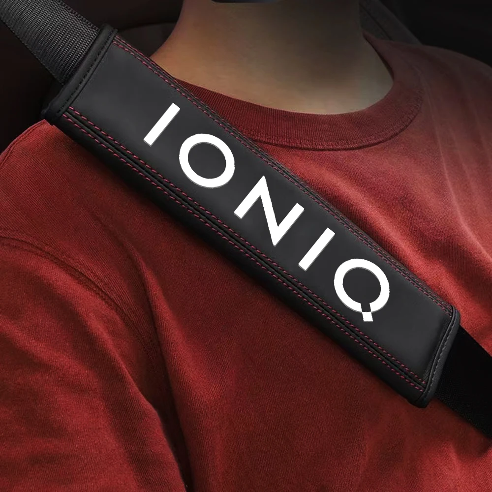 

1 pcs Car Safety Belt Shoulder Cover Pad For Hyundai IONIQ seat belt PU Leather Belt Shoulder Cover Seat Belt Auto Interior
