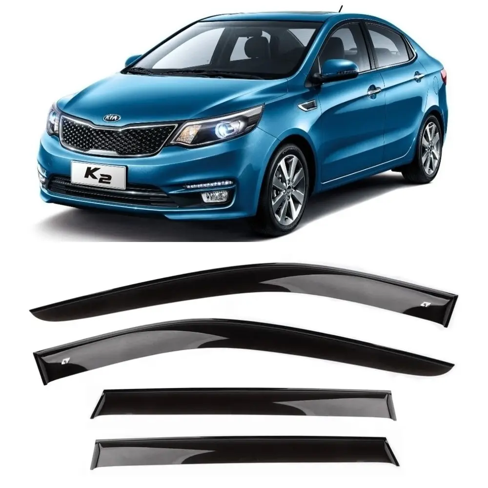 Дефлекторы окон Cobra Tuning ЕвроСтандарт на авто Kia K2 Sd Sedan 2010-2017 4 шт./комп. ветровики от